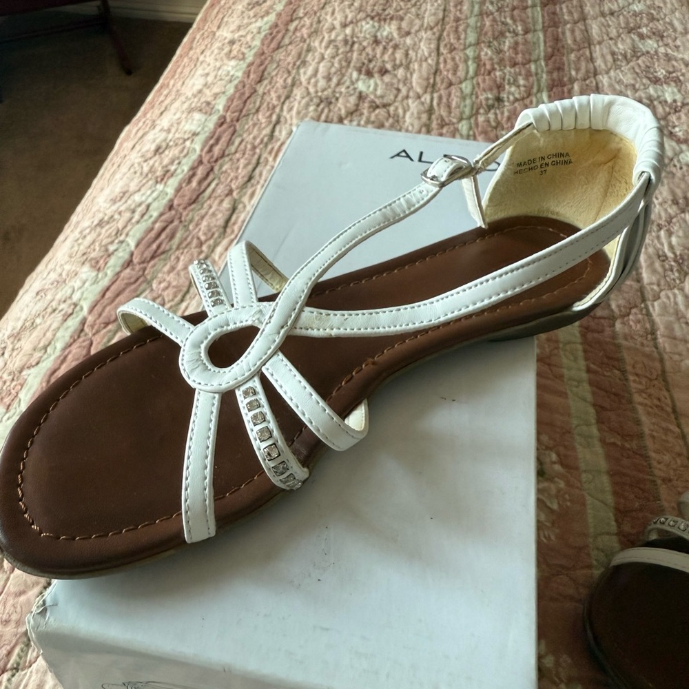 Aldo White Rhinestone Strappy Sandals - Picture 2 of 2